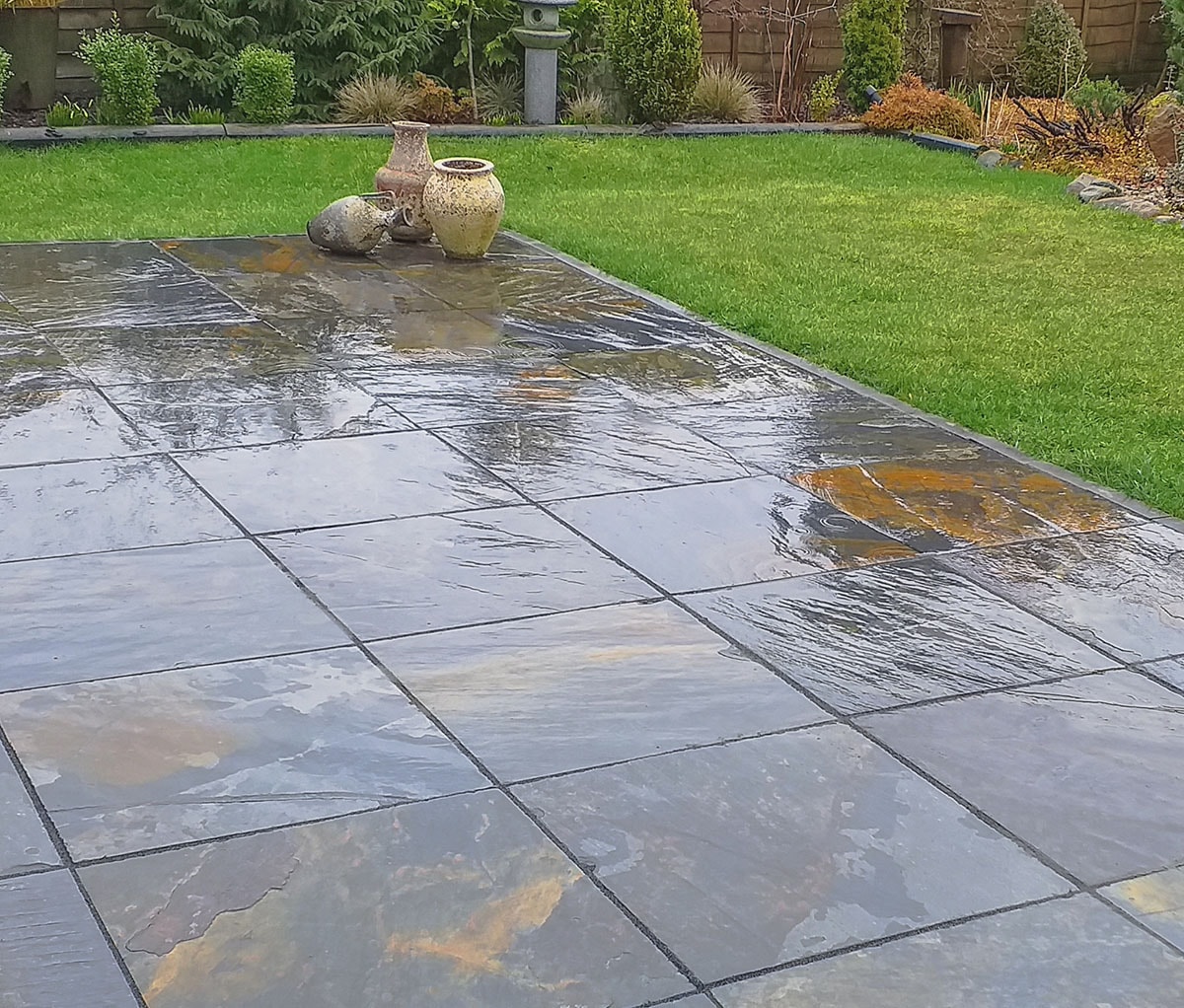 New in Rustic Copper Slate vitrified porcelain paving patio 600x600 slabs flags 