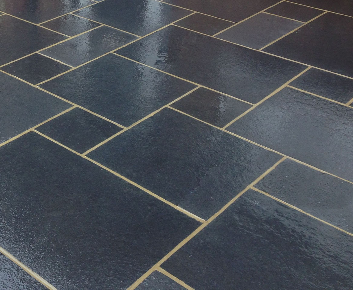 Kotah Black Limestone Paving, Black Limestone Floor Tiles