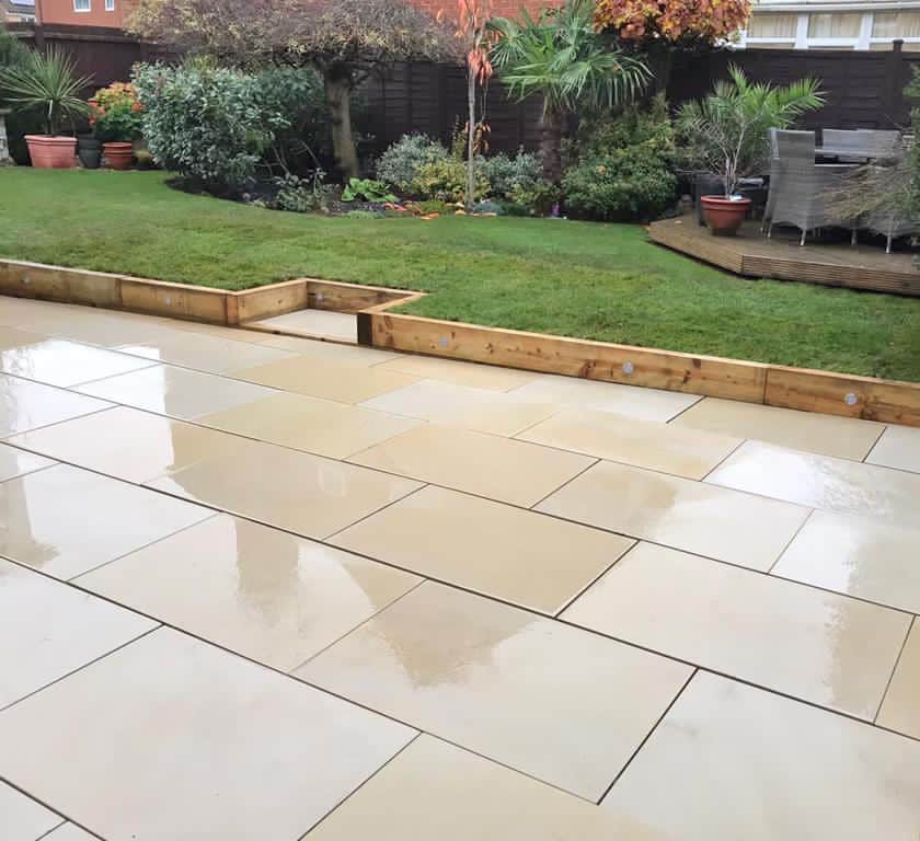 Sawn Ivory Mint Indian sandstone paving slabs flags BIGGEST PACK SIZE ON 