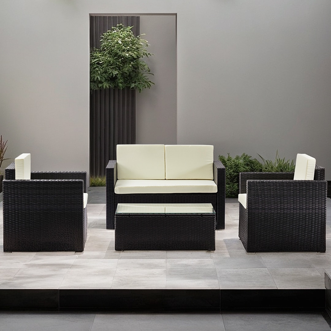 Black rattan garden furniture