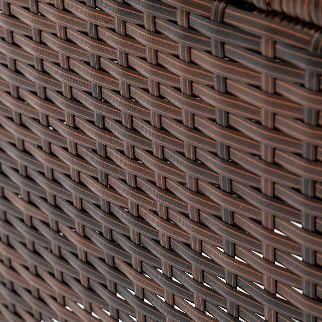 Close-up of brown rattan pattern on outdoor furniture