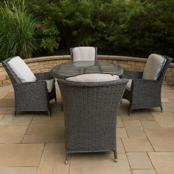 5 Piece Luxury Rattan Garden Furniture Dining Set with Round Table and 4 Chairs